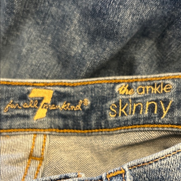 7 for all mankind raw hem skinny jeans with white stripes Size 24 EUC - Picture 6 of 9